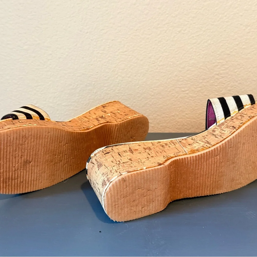 Striped Black & White Slide Sandals